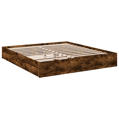 Bed Frame with Drawers without Mattress Smoked Oak 200x200 cm