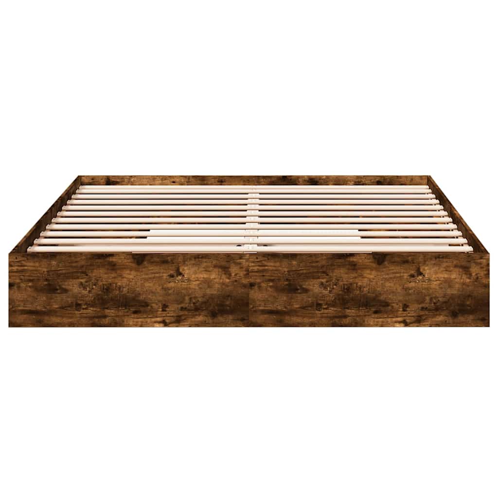 Bed Frame with Drawers without Mattress Smoked Oak 200x200 cm