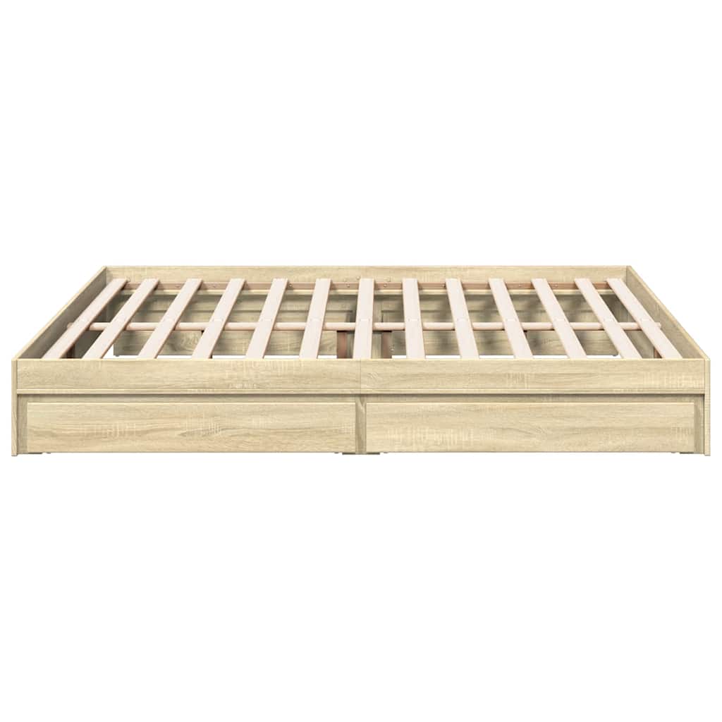 Bed Frame with Drawers without Mattress Sonoma Oak 180x200 cm