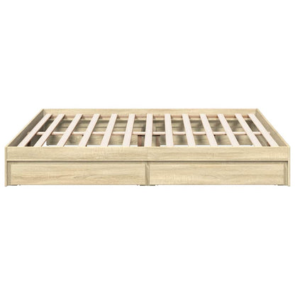 Bed Frame with Drawers without Mattress Sonoma Oak 180x200 cm