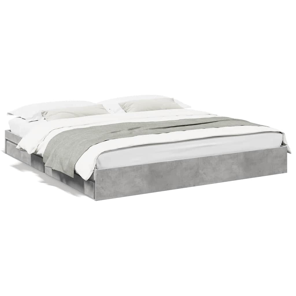 Bed Frame with Drawers without Mattress Concrete Grey 180x200cm