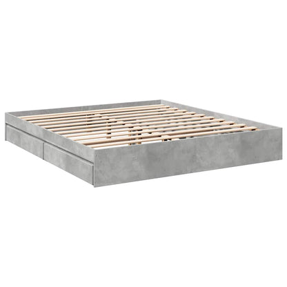 Bed Frame with Drawers without Mattress Concrete Grey 180x200cm