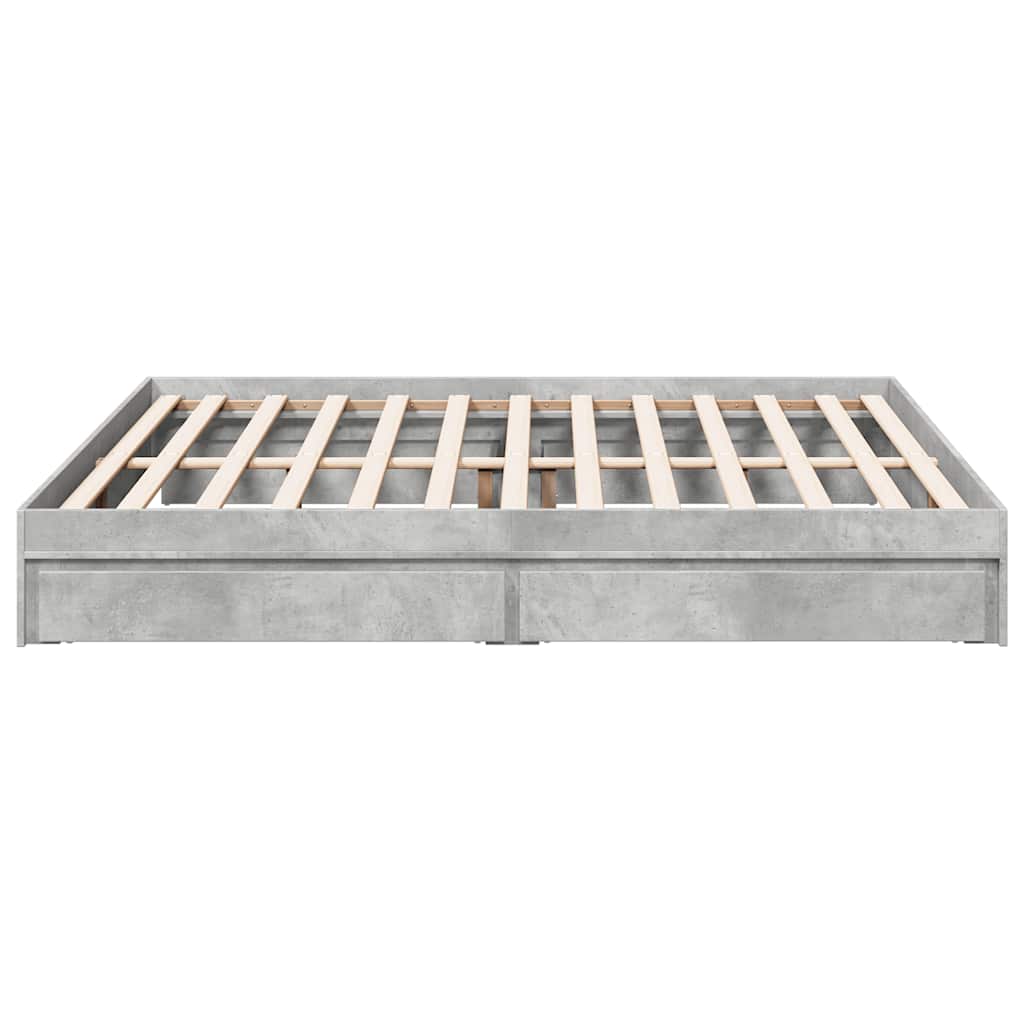 Bed Frame with Drawers without Mattress Concrete Grey 180x200cm