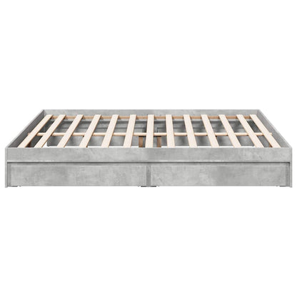 Bed Frame with Drawers without Mattress Concrete Grey 180x200cm