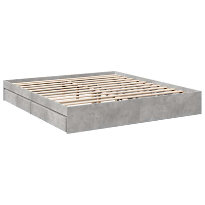 Bed Frame with Drawers without Mattress Concrete Grey 180x200cm