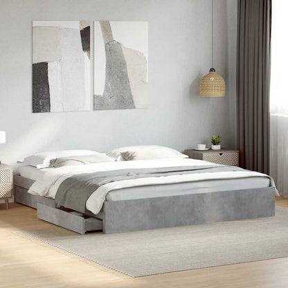 Bed Frame with Drawers without Mattress Concrete Grey 180x200cm