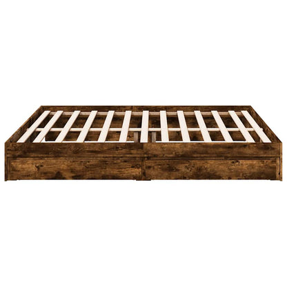 Bed Frame with Drawers without Mattress Smoked Oak 180x200 cm Super King