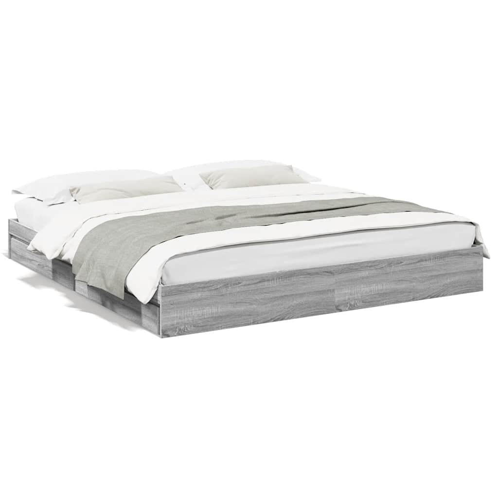 Bed Frame with Drawers without Mattress Grey Sonoma 180x200 cm