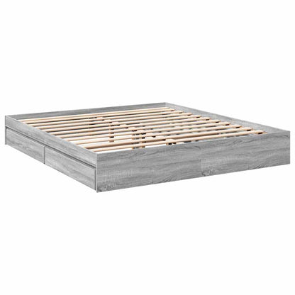 Bed Frame with Drawers without Mattress Grey Sonoma 180x200 cm