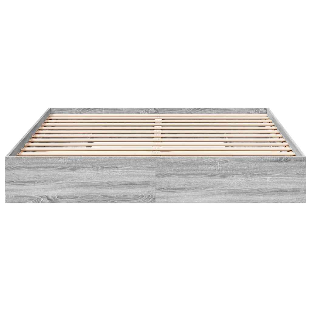 Bed Frame with Drawers without Mattress Grey Sonoma 180x200 cm