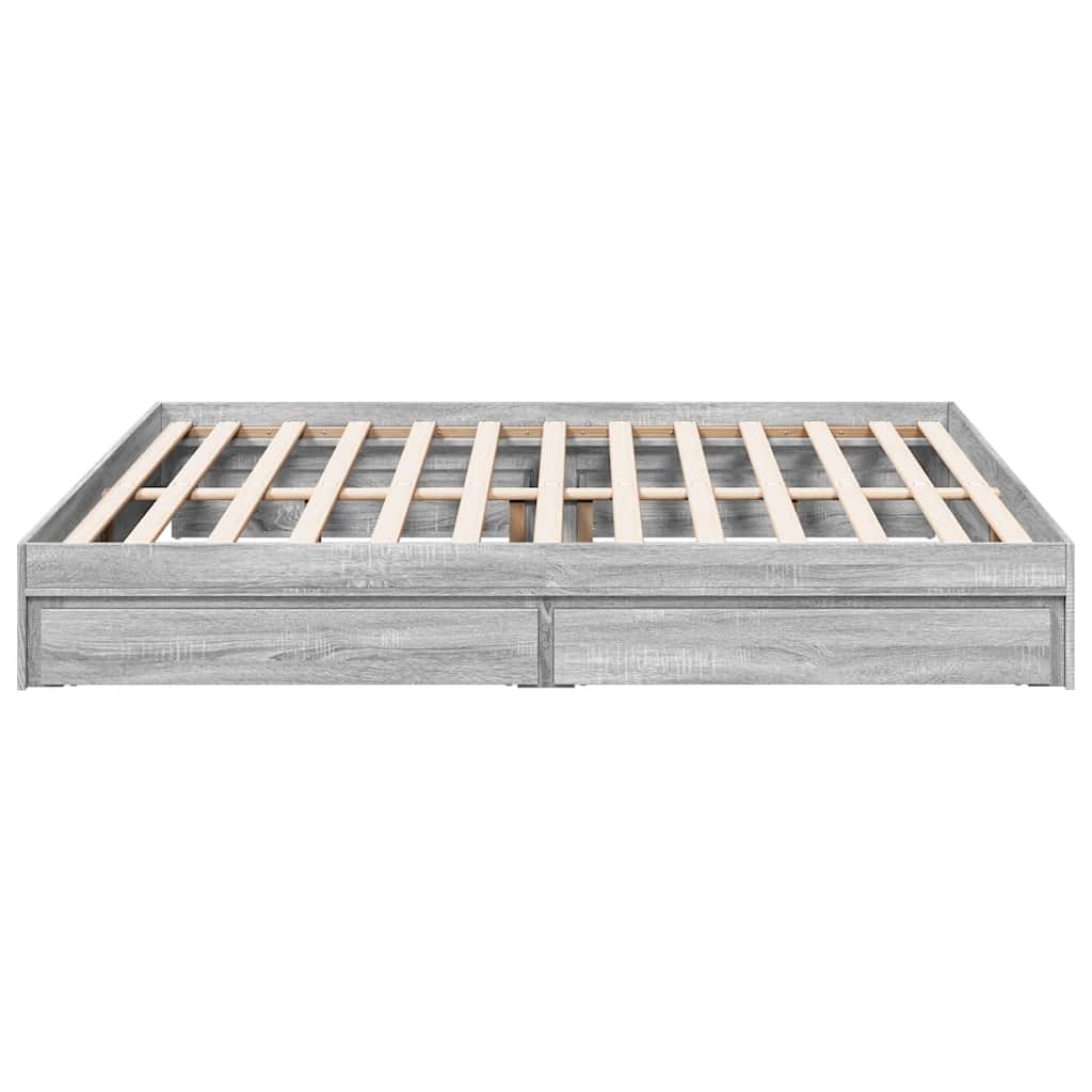 Bed Frame with Drawers without Mattress Grey Sonoma 180x200 cm Super King