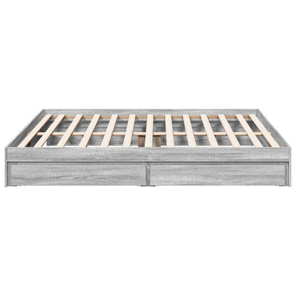 Bed Frame with Drawers without Mattress Grey Sonoma 180x200 cm Super King
