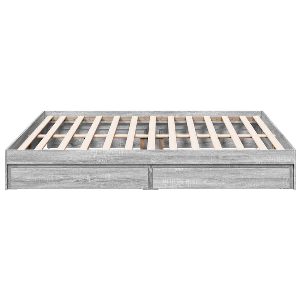 Bed Frame with Drawers without Mattress Grey Sonoma 180x200 cm