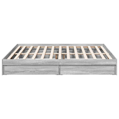 Bed Frame with Drawers without Mattress Grey Sonoma 180x200 cm