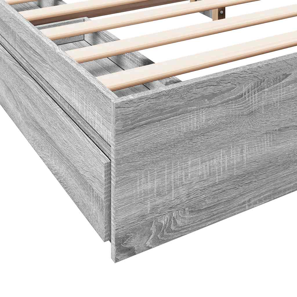 Bed Frame with Drawers without Mattress Grey Sonoma 180x200 cm Super King