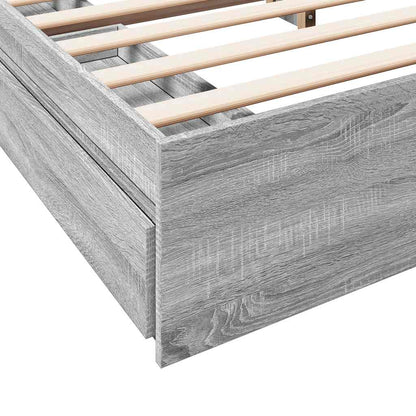 Bed Frame with Drawers without Mattress Grey Sonoma 180x200 cm Super King