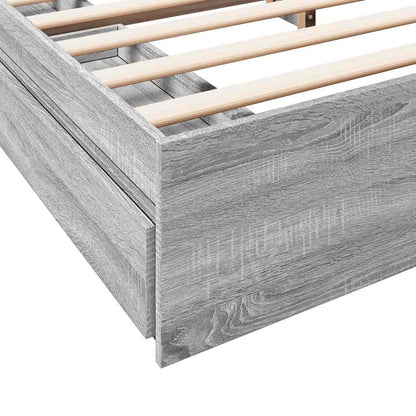 Bed Frame with Drawers without Mattress Grey Sonoma 180x200 cm