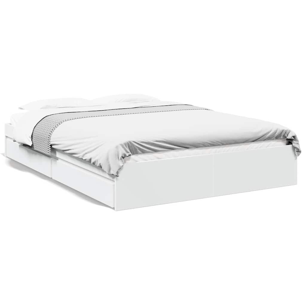 Bed Frame with Drawers without Mattress White 160x200 cm