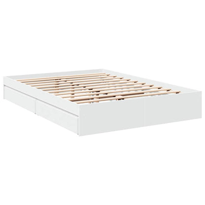 Bed Frame with Drawers without Mattress White 160x200 cm
