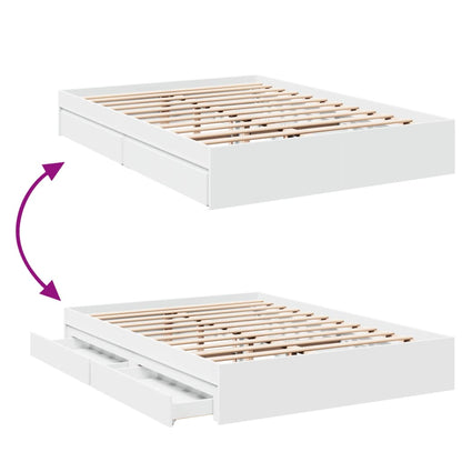 Bed Frame with Drawers without Mattress White 160x200 cm