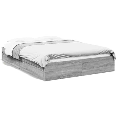 Bed Frame with Drawers without Mattress Grey Sonoma 150x200 cm