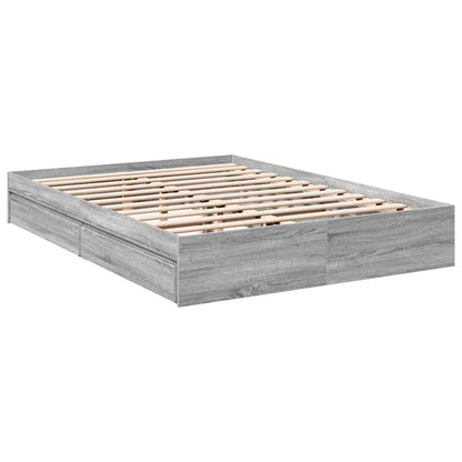 Bed Frame with Drawers without Mattress Grey Sonoma 150x200 cm