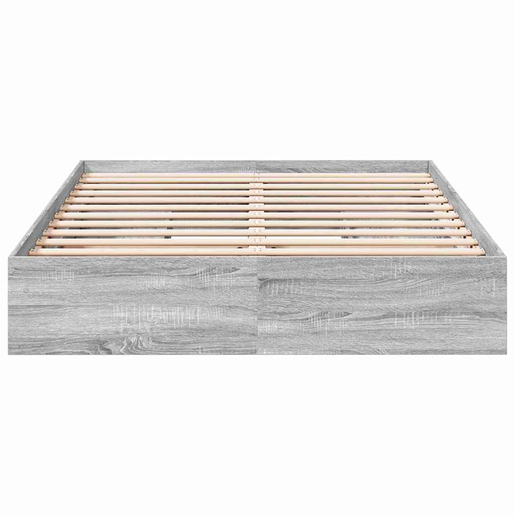 Bed Frame with Drawers without Mattress Grey Sonoma 150x200 cm
