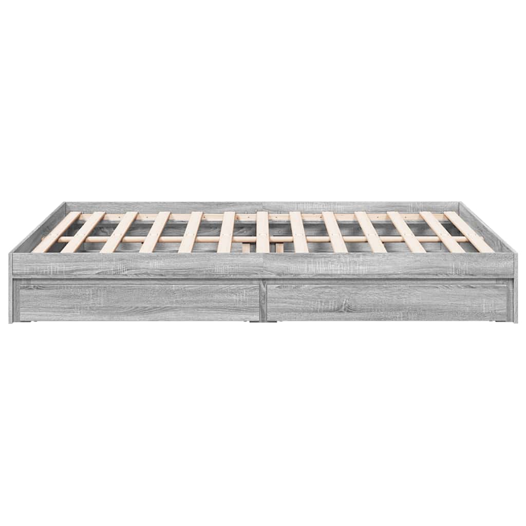 Bed Frame with Drawers without Mattress Grey Sonoma 150x200 cm