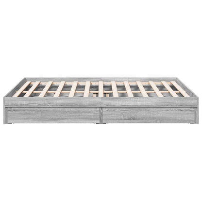 Bed Frame with Drawers without Mattress Grey Sonoma 150x200 cm