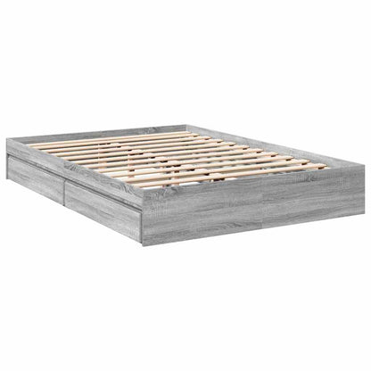 Bed Frame with Drawers without Mattress Grey Sonoma 150x200 cm