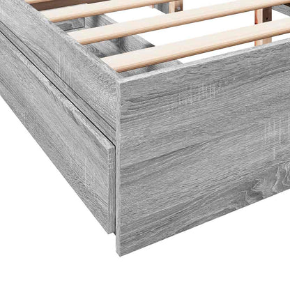 Bed Frame with Drawers without Mattress Grey Sonoma 150x200 cm