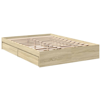 Bed Frame with Drawers without Mattress Sonoma Oak 140x200 cm