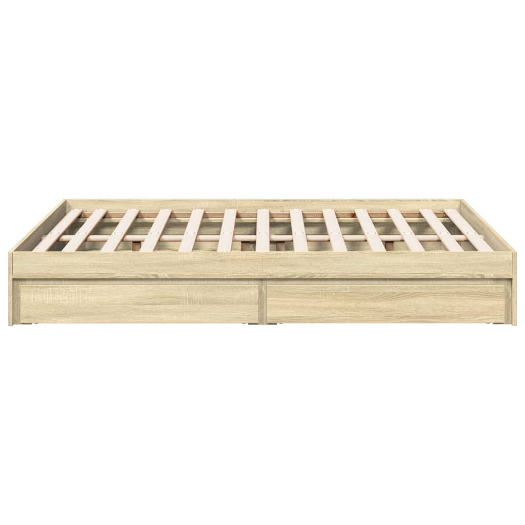 Bed Frame with Drawers without Mattress Sonoma Oak 140x200 cm