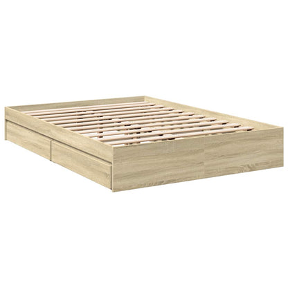 Bed Frame with Drawers without Mattress Sonoma Oak 140x200 cm