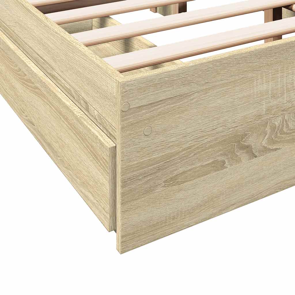 Bed Frame with Drawers without Mattress Sonoma Oak 140x200 cm