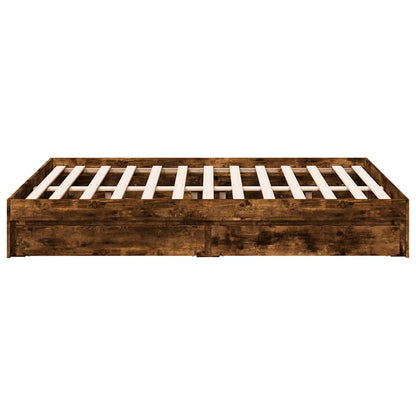 Bed Frame with Drawers without Mattress Smoked Oak 140x200 cm