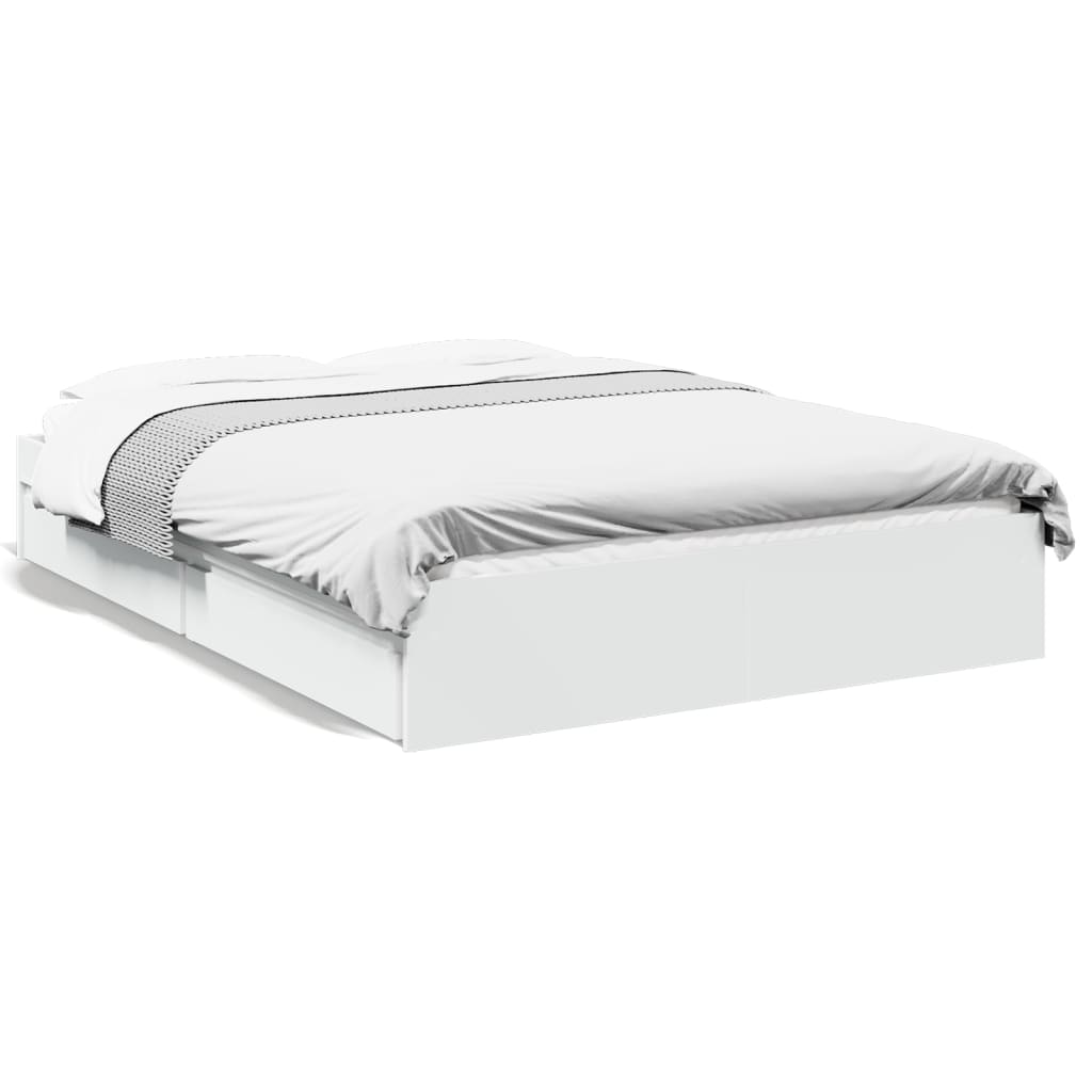 Bed Frame with Drawers without Mattress White 120x200 cm