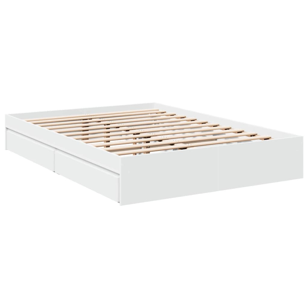 Bed Frame with Drawers without Mattress White 120x200 cm
