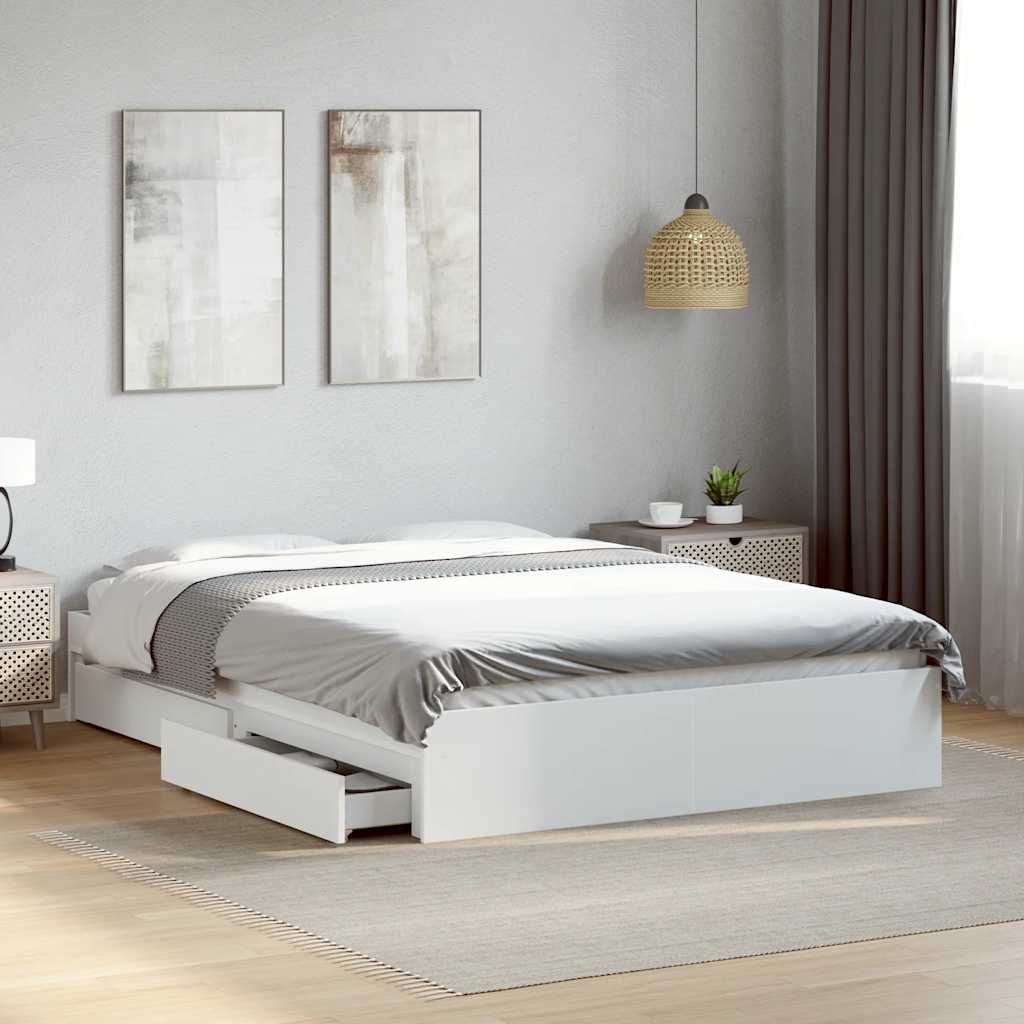 Bed Frame with Drawers without Mattress White 120x200 cm