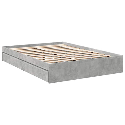 Bed Frame with Drawers without Mattress Concrete Grey 120x200cm