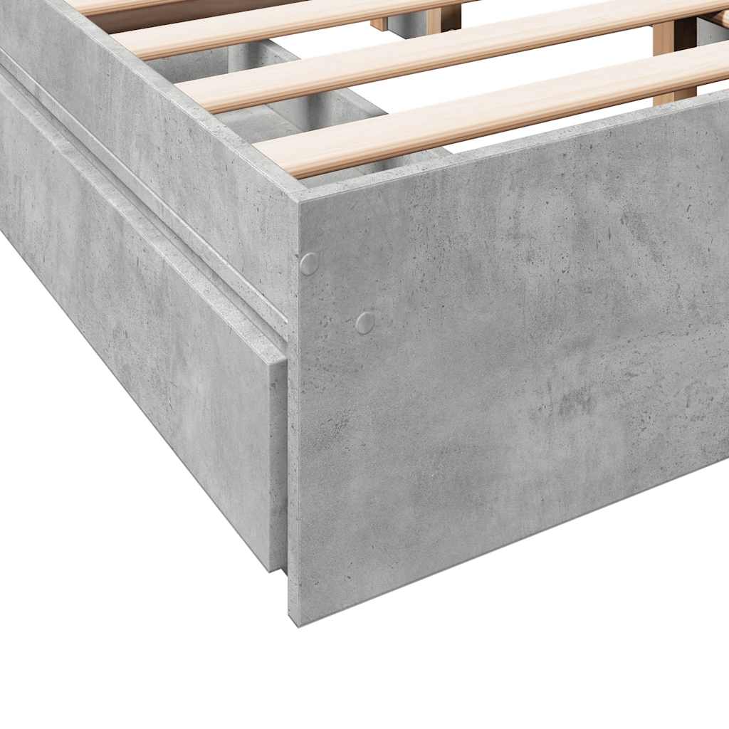 Bed Frame with Drawers without Mattress Concrete Grey 120x200cm