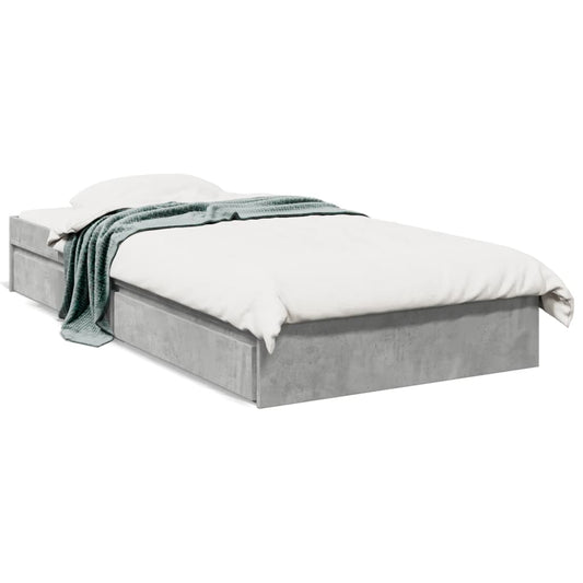 Bed Frame with Drawers without Mattress Concrete Grey 100x200 cm