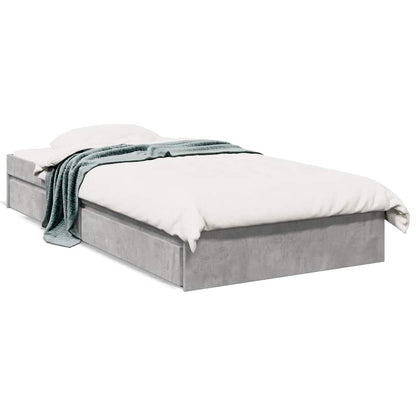 Bed Frame with Drawers without Mattress Concrete Grey 100x200cm