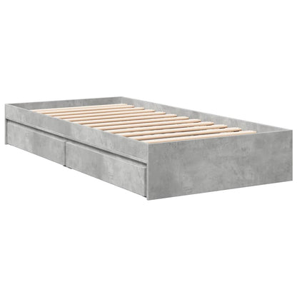 Bed Frame with Drawers without Mattress Concrete Grey 100x200cm