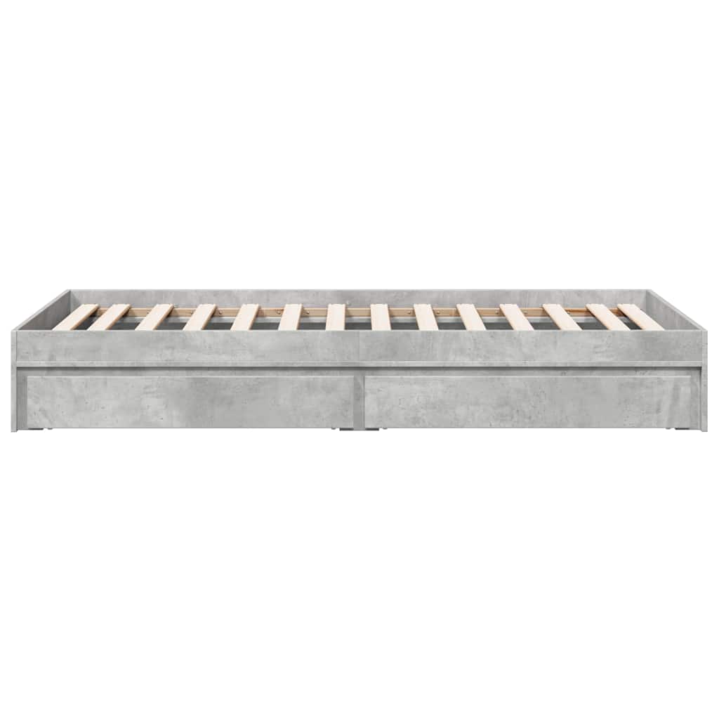 Bed Frame with Drawers without Mattress Concrete Grey 100x200cm