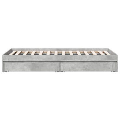 Bed Frame with Drawers without Mattress Concrete Grey 100x200cm