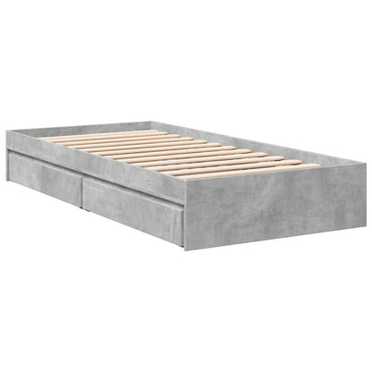 Bed Frame with Drawers without Mattress Concrete Grey 100x200cm