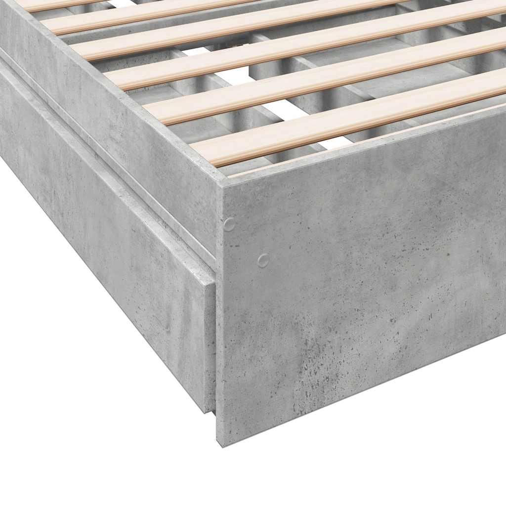 Bed Frame with Drawers without Mattress Concrete Grey 100x200cm