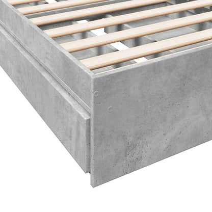 Bed Frame with Drawers without Mattress Concrete Grey 100x200cm