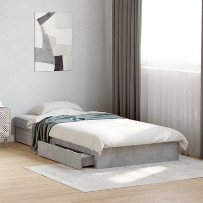 Bed Frame with Drawers without Mattress Concrete Grey 100x200cm